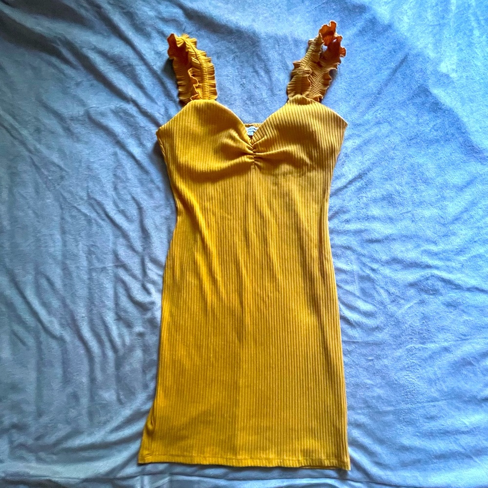 Fashion Nova Mustard Yellow body con dress